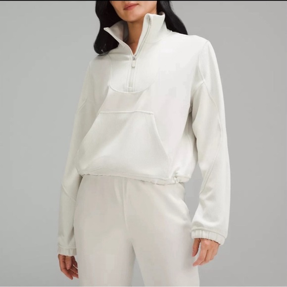 ❗️SOLD❗️Lululemon Brushed Soft Stream (Bone) Half Zip Top [Sz. 2] - Picture 1 of 6